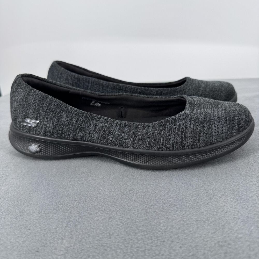 Skechers Go Step Lite 14479 Womens 6.5 Black Gray Ballet Flats Slip On Shoes